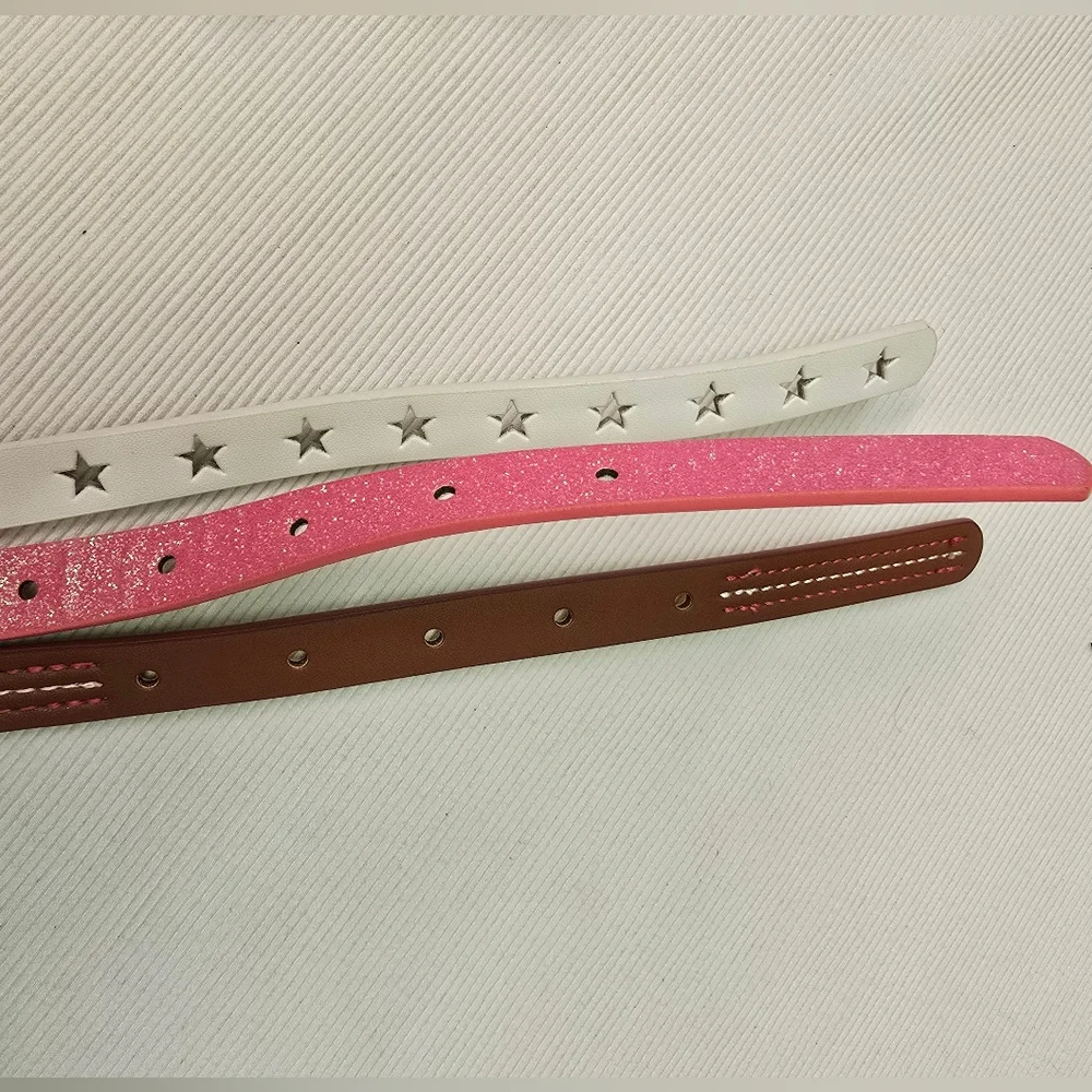 Cat & Jack Girls' 3PC Thin & Slim Belt - Pink, White, Brown